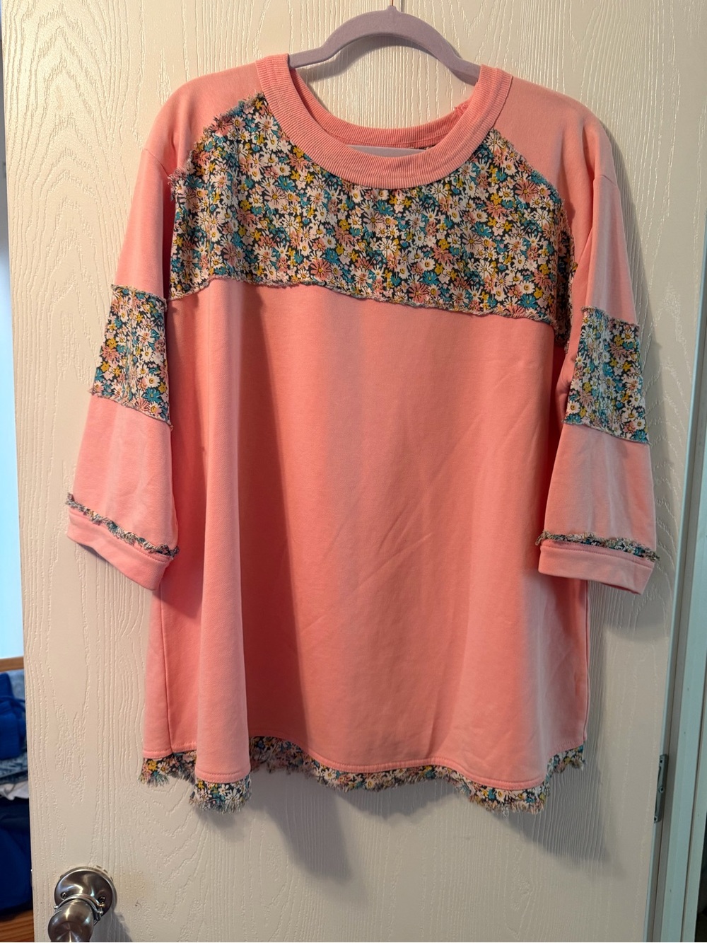 Pink Floral Trim Sweatshirt- worn a couple of times.